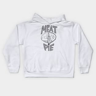 Meat pie - black and white - line work - graphic text Kids Hoodie